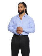 T&3s Midnight Grid Performance Button-Down Shirt - Powder Blue