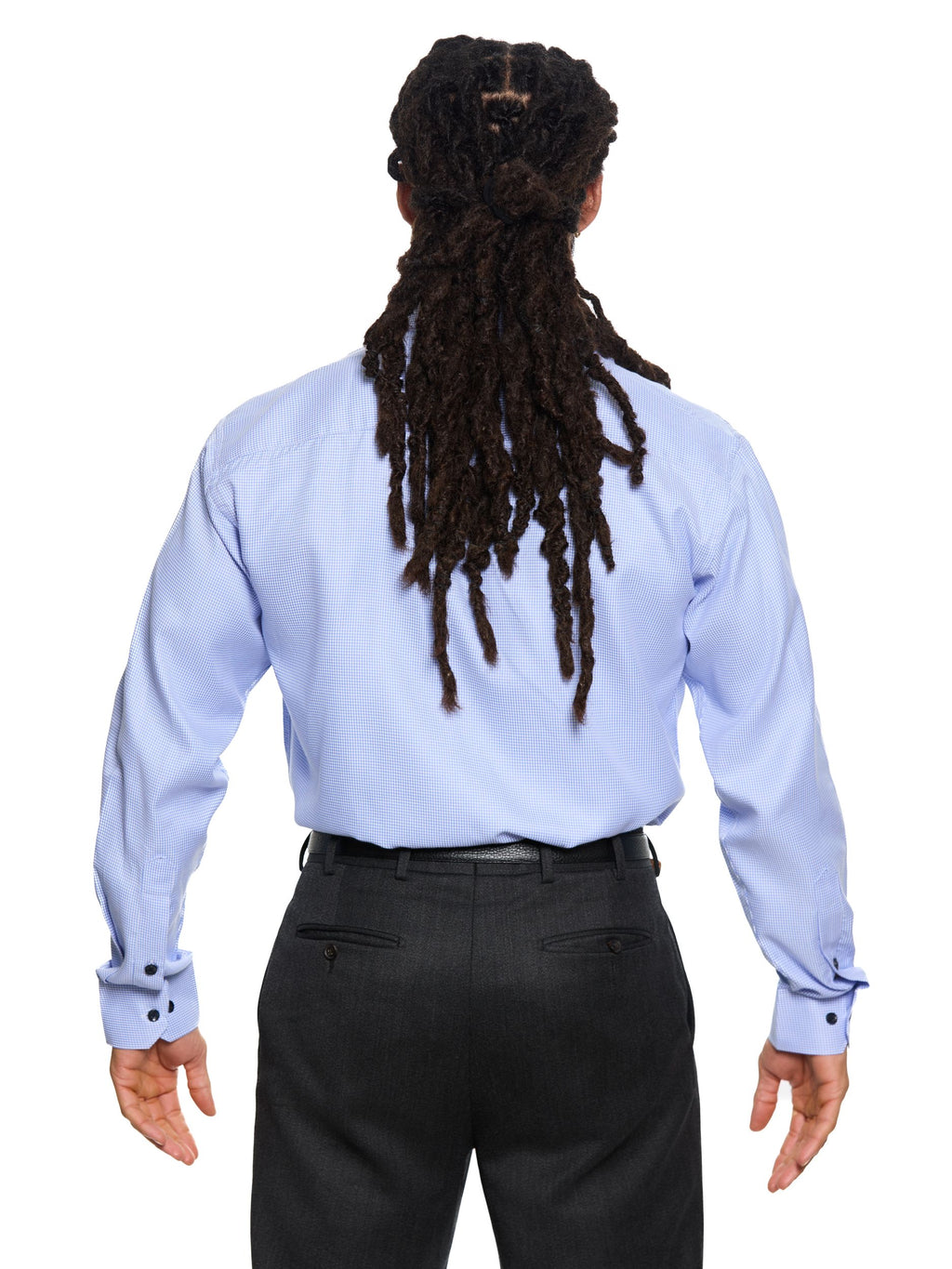 T&3s Midnight Grid Performance Button-Down Shirt - Powder Blue