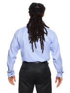 T&3s Midnight Grid Performance Button-Down Shirt - Powder Blue
