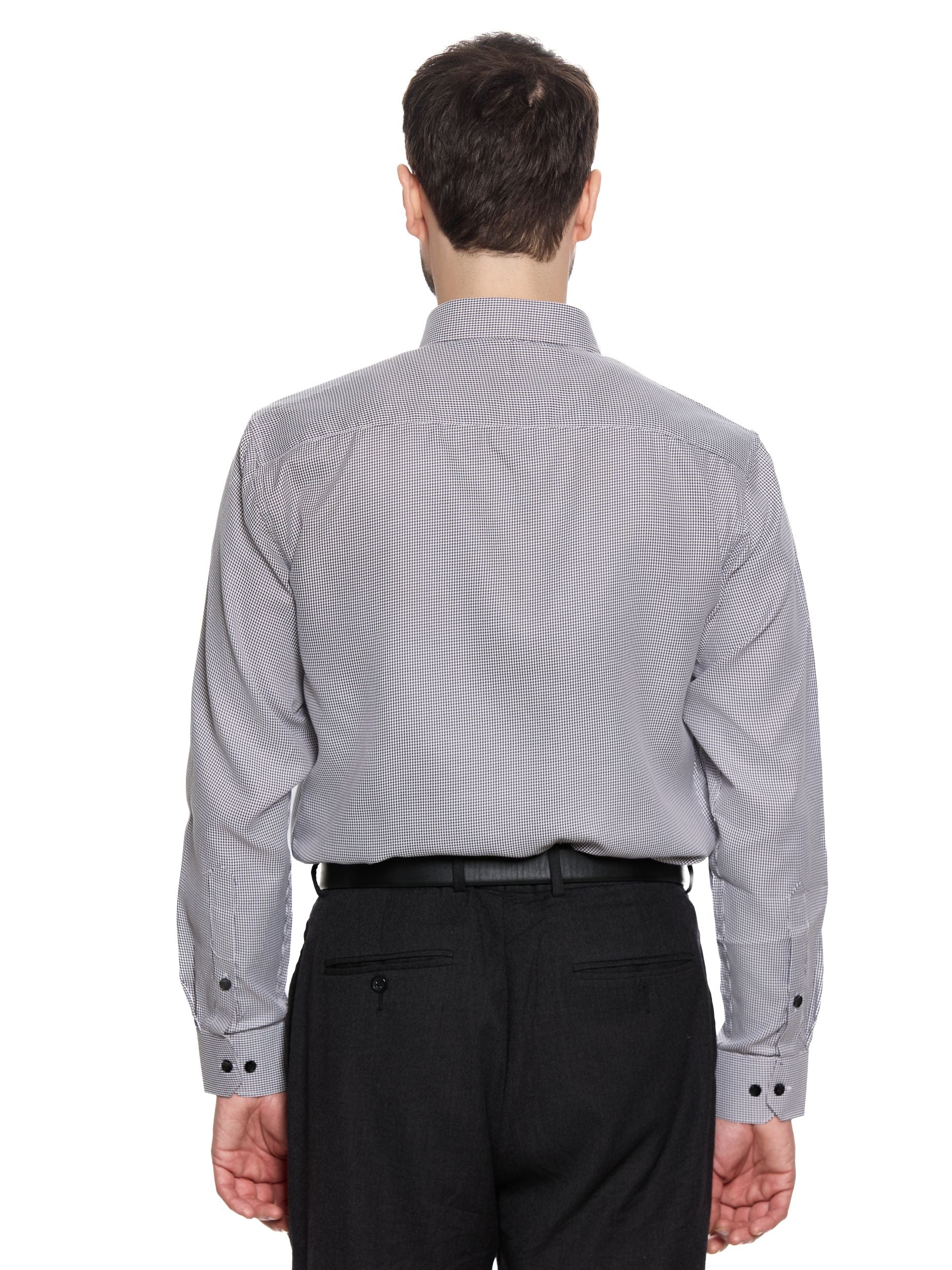 T&3s Midnight Grid Performance Button-Down Shirt - Slate Gray