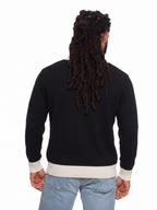 T&3s Monarch Knit V-Neck Cotton Sweater - Black