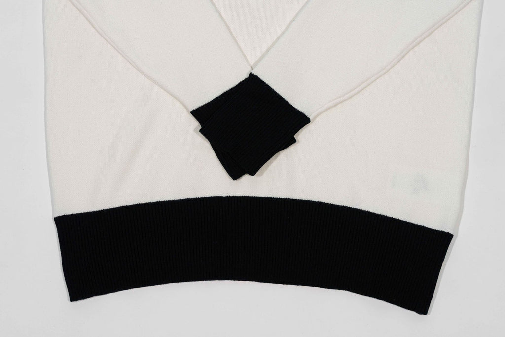 T&3s Monarch Knit V-Neck Cotton Sweater - White
