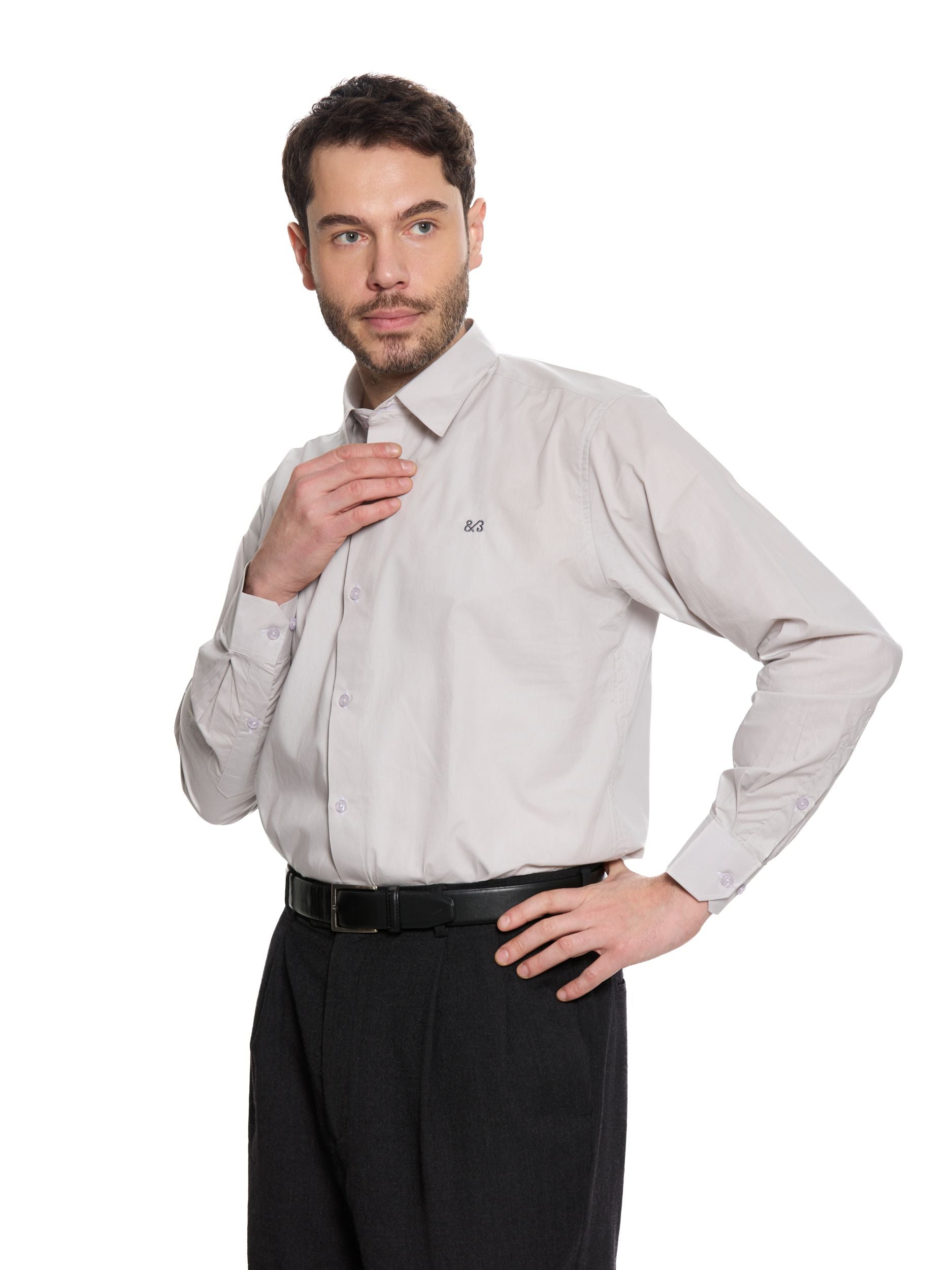     T&3s Signature Cotton Shirt- Grey