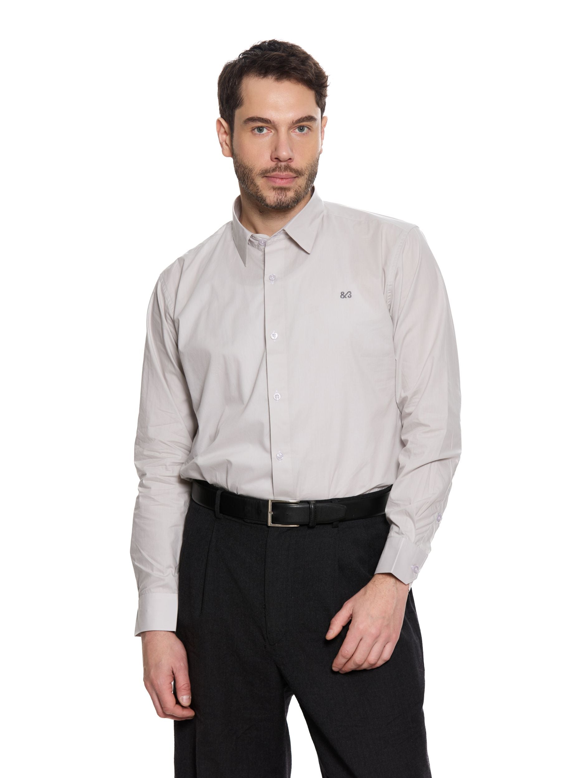     T&3s Signature Cotton Shirt- Grey