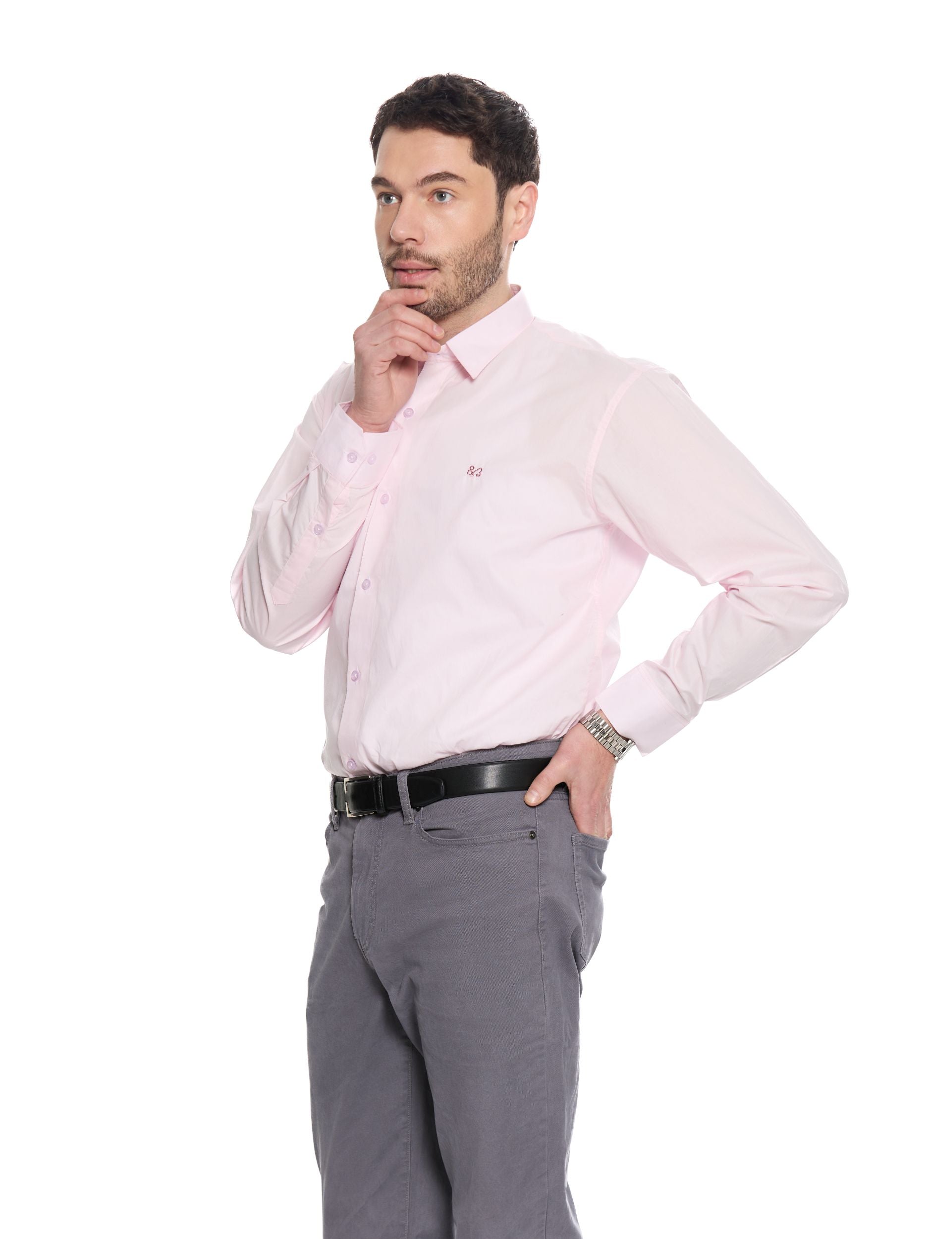 T&3s Signature Cotton Shirt- Pink