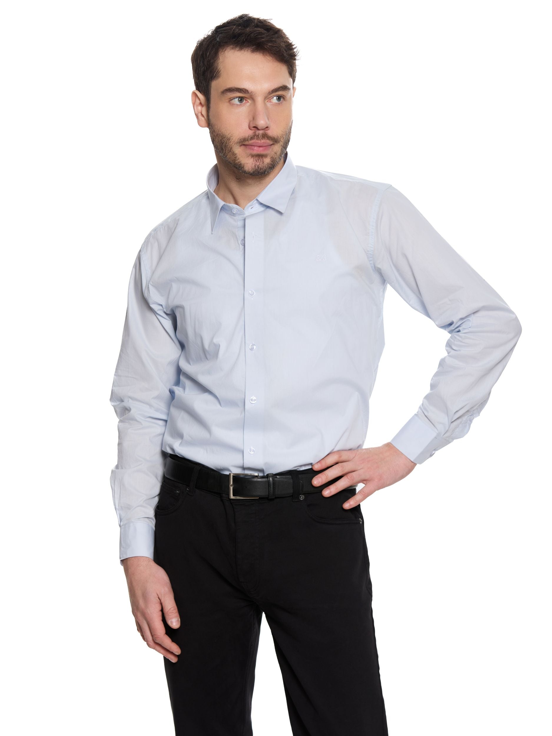     T&3s Signature Cotton Shirt- Sky blue