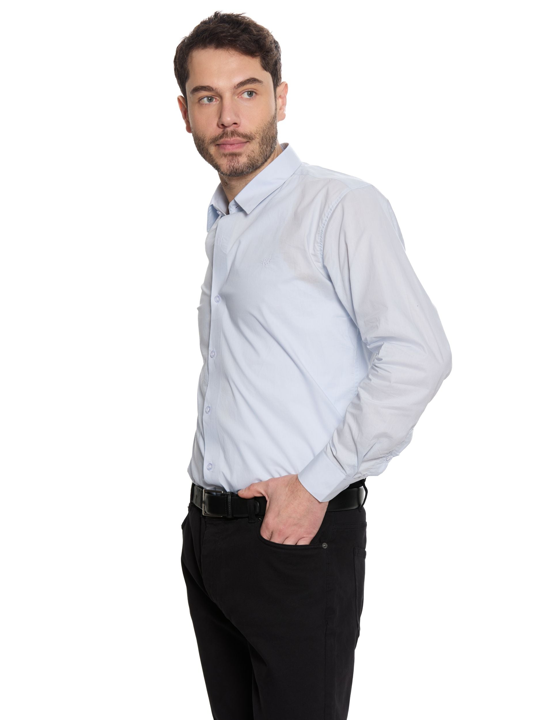     T&3s Signature Cotton Shirt- Sky blue