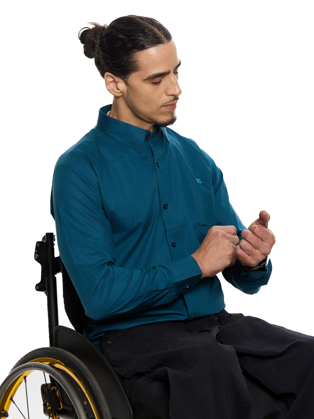     T&3s Signature Cotton Shirt- Teal Blue