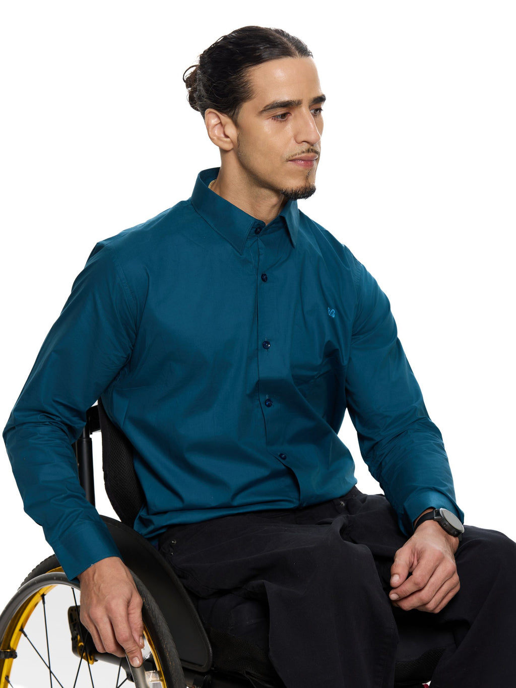     T&3s Signature Cotton Shirt- Teal Blue