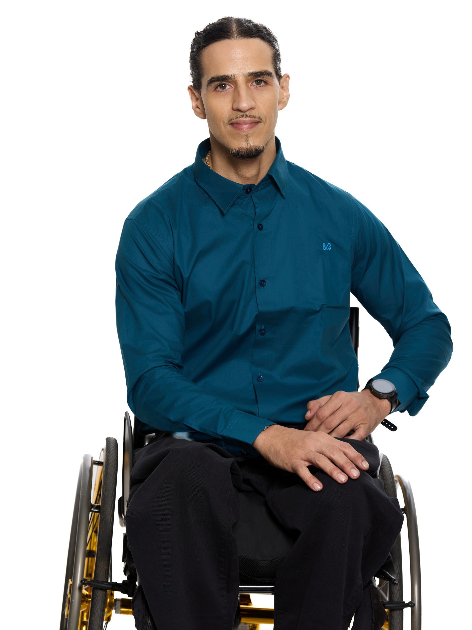     T&3s Signature Cotton Shirt- Teal Blue
