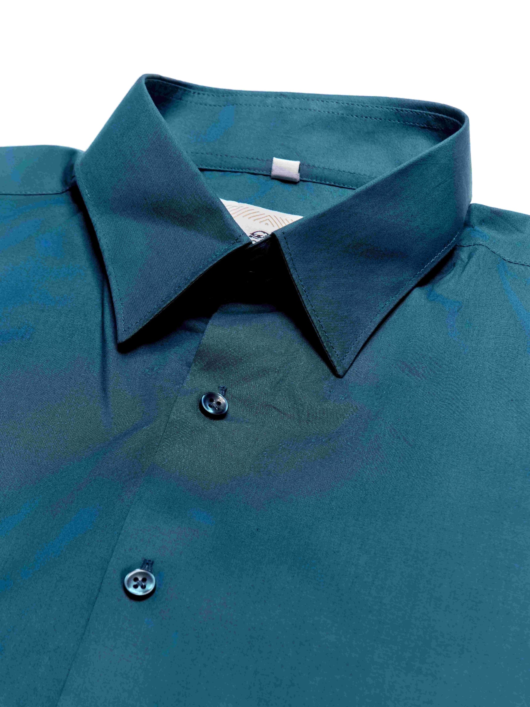    T&3s Signature Cotton Shirt- Teal Blue