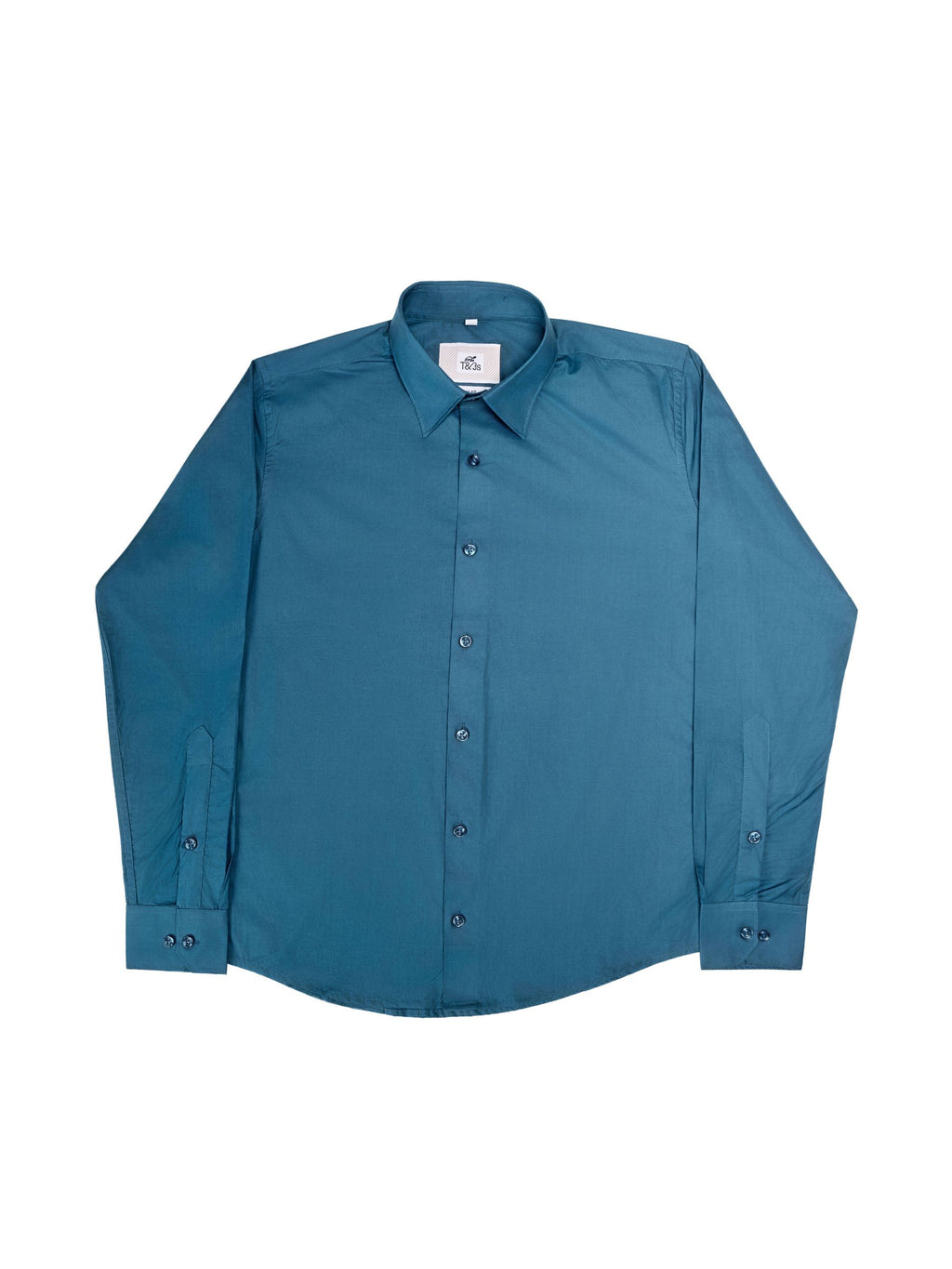     T&3s Signature Cotton Shirt- Teal Blue