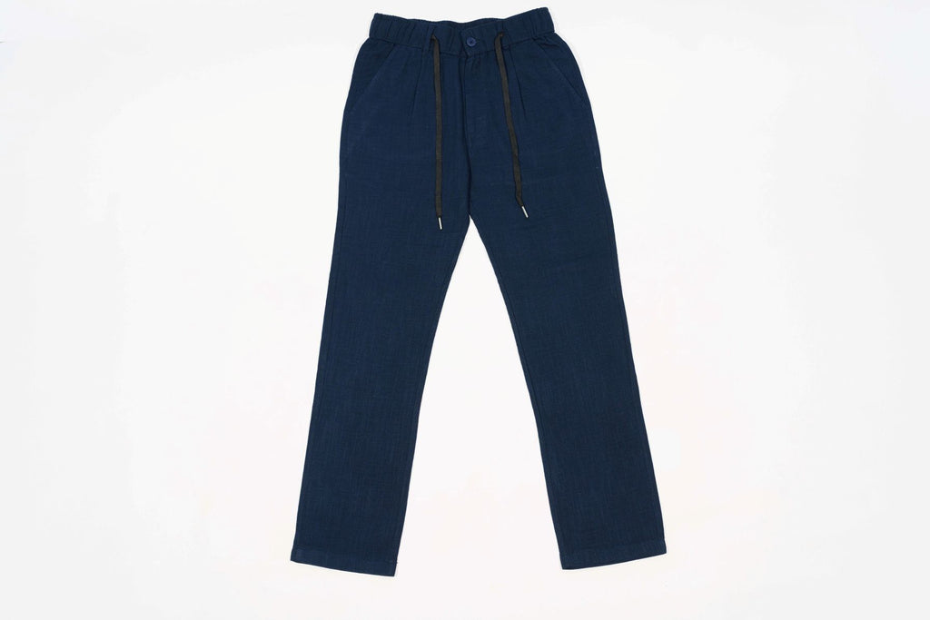 T&3s TAKO MAKO Linen Drawstring Pants - Very Navy Blue