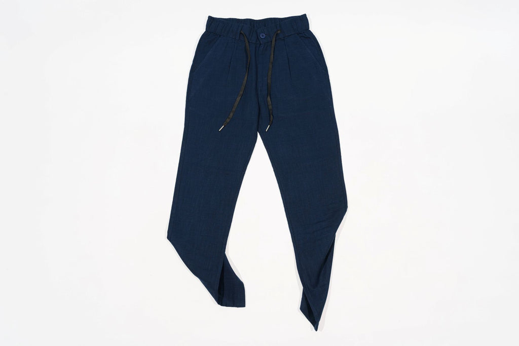 T&3s TAKO MAKO Linen Drawstring Pants - Very Navy Blue