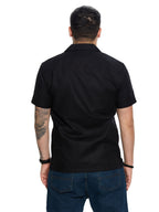 T&3s Vista Cuban Collar Cotton Shirt - Black