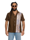 T&3s Vista Cuban Collar Cotton Shirt - Chocolate Brown
