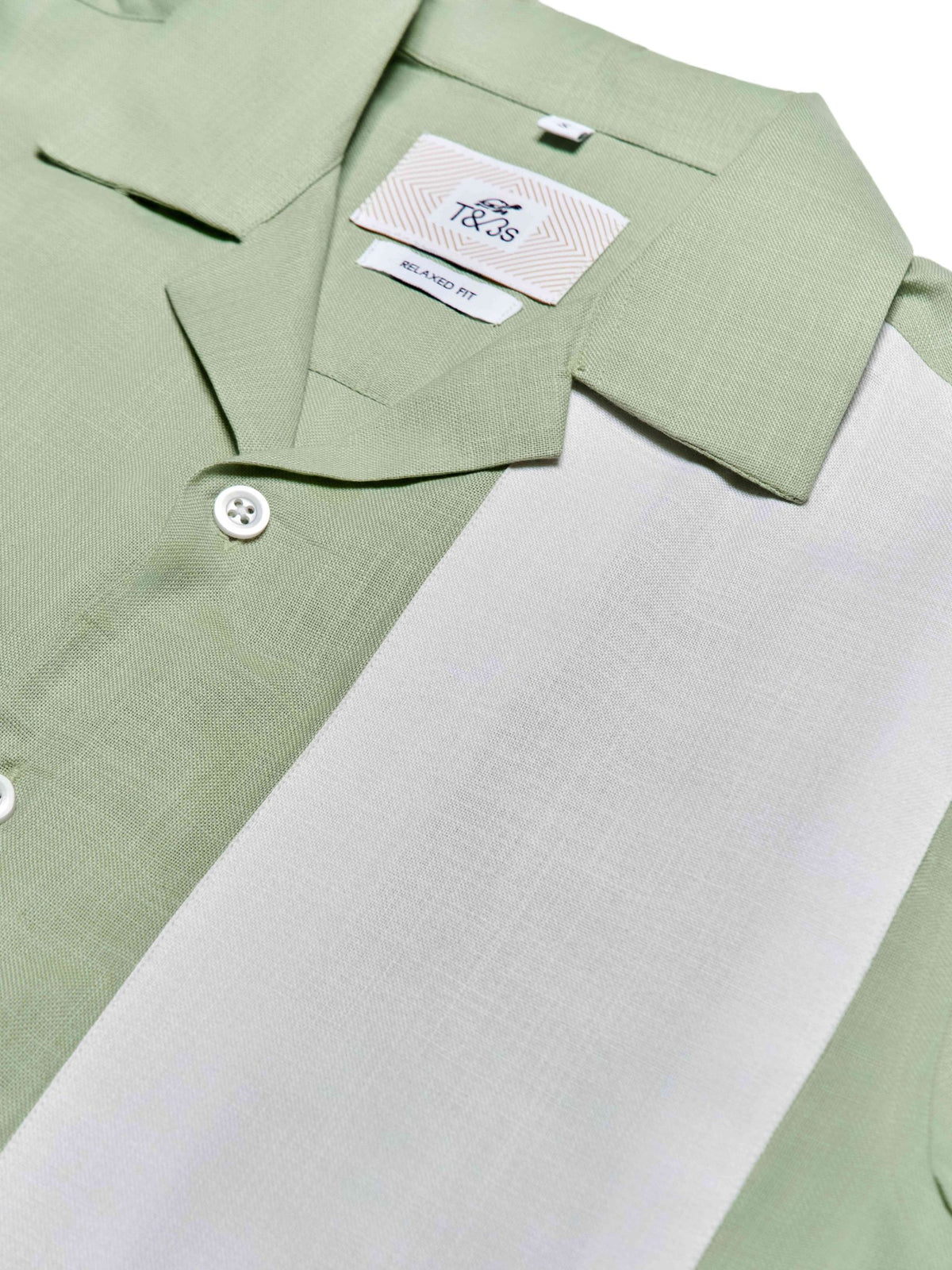 T&3s Vista Cuban Collar Cotton Shirt - Sage Green