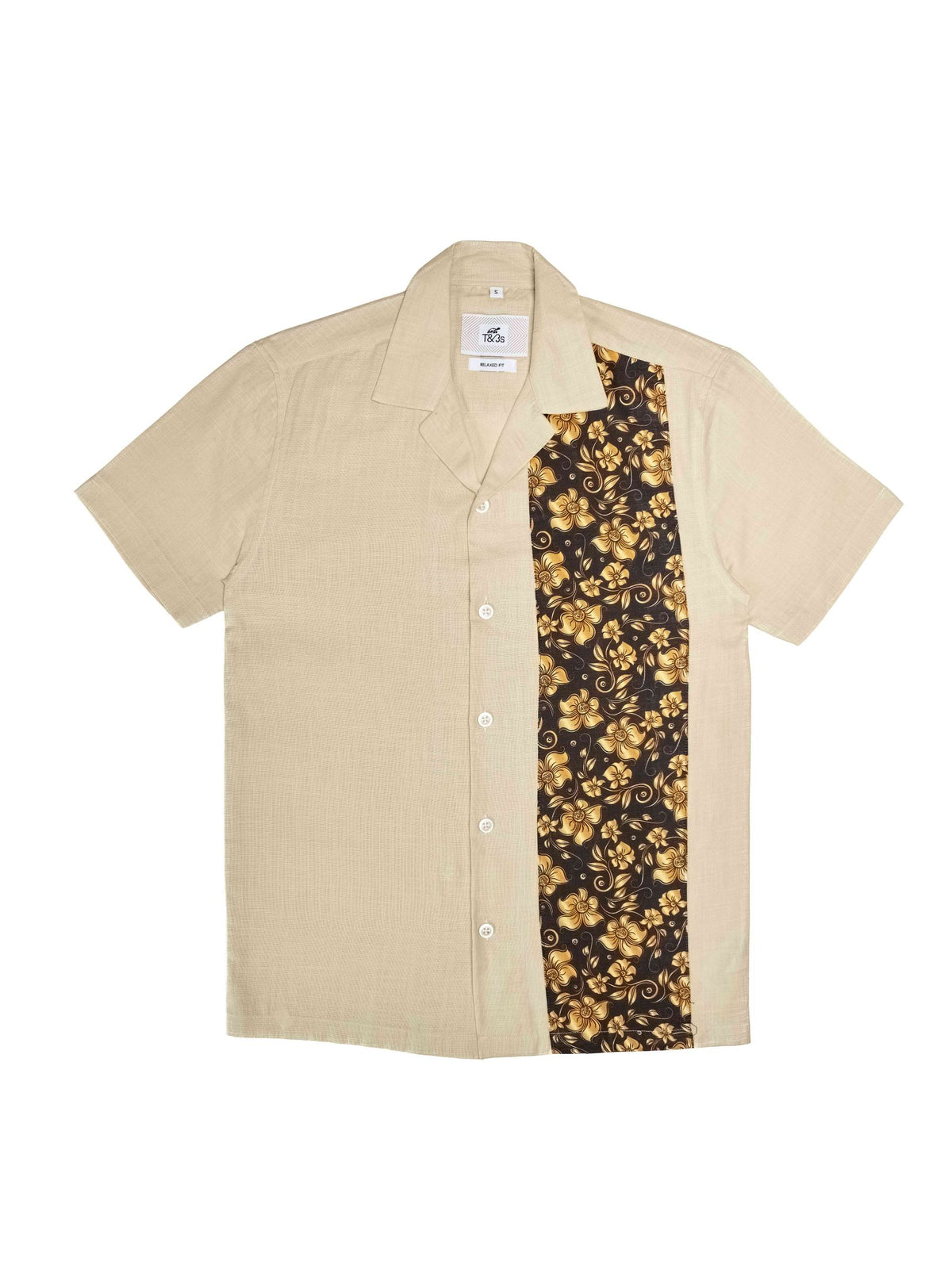 T&3s Vista Cuban Collar Cotton Shirt - Tan
