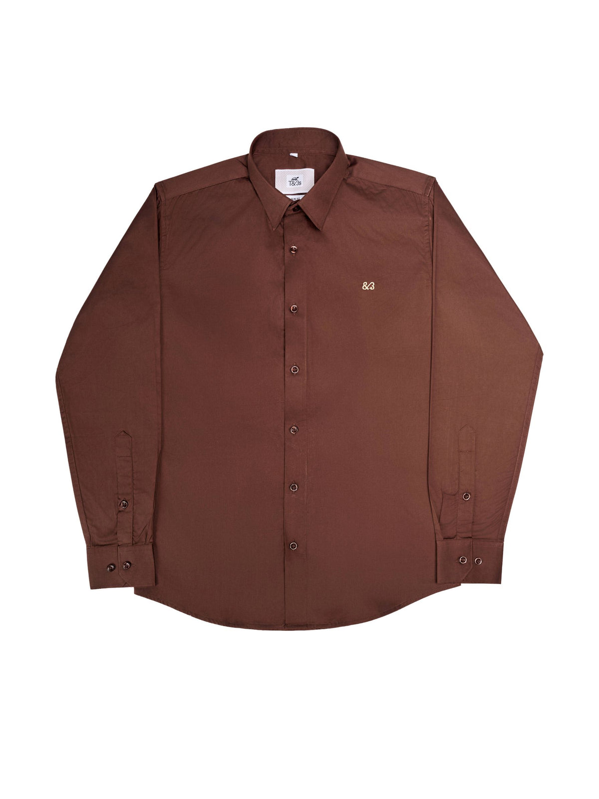 T&3s Executive Cotton Shirt - Coffee Brown