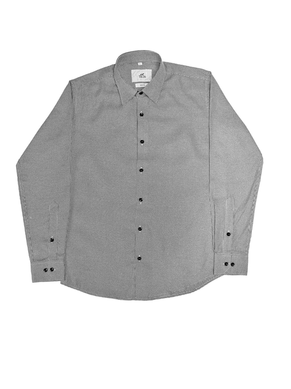 T&3s Midnight Grid Performance Button-Down Shirt - Slate Gray