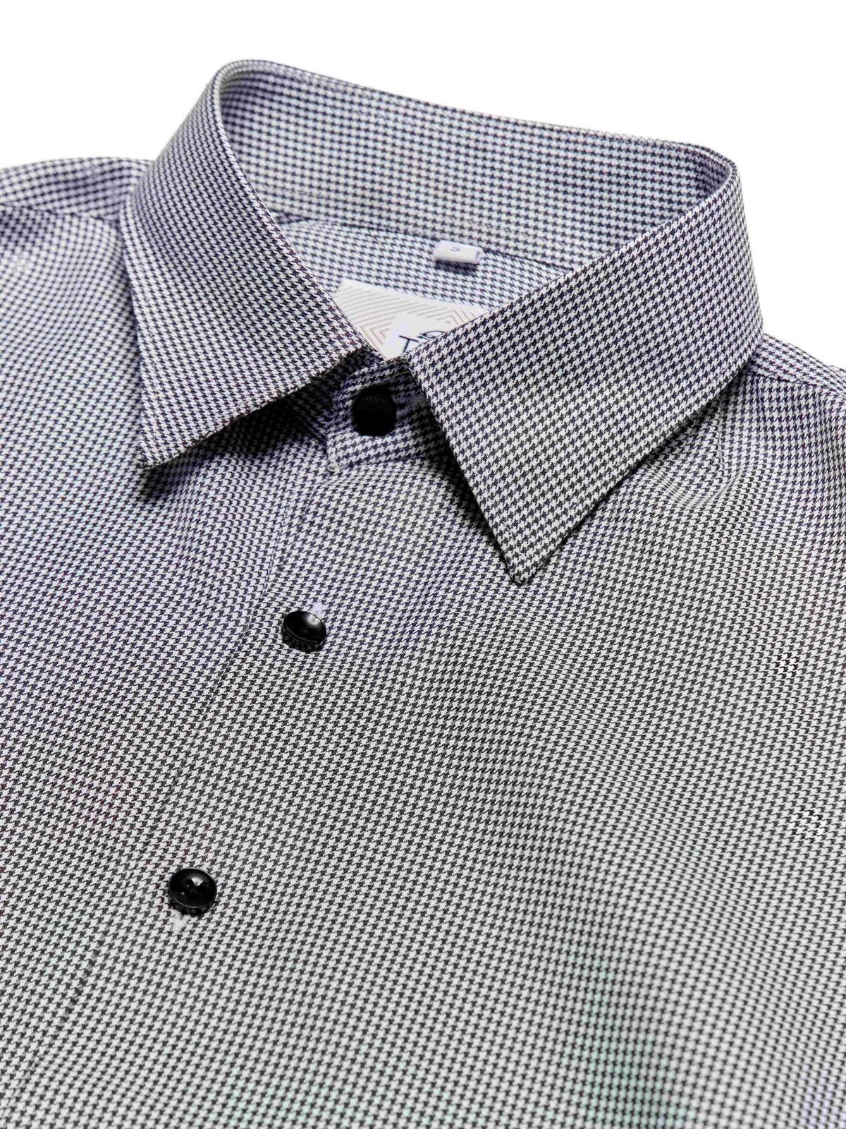 T&3s Midnight Grid Performance Button-Down Shirt - Slate Gray