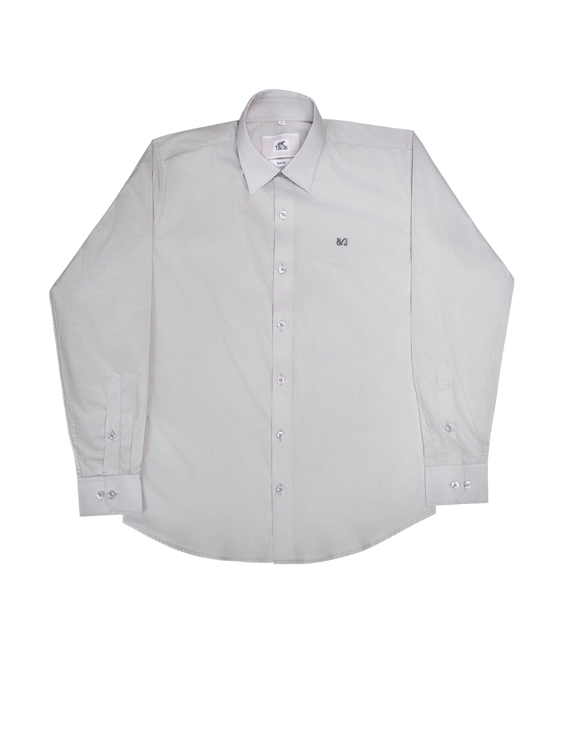     T&3s Signature Cotton Shirt- Grey