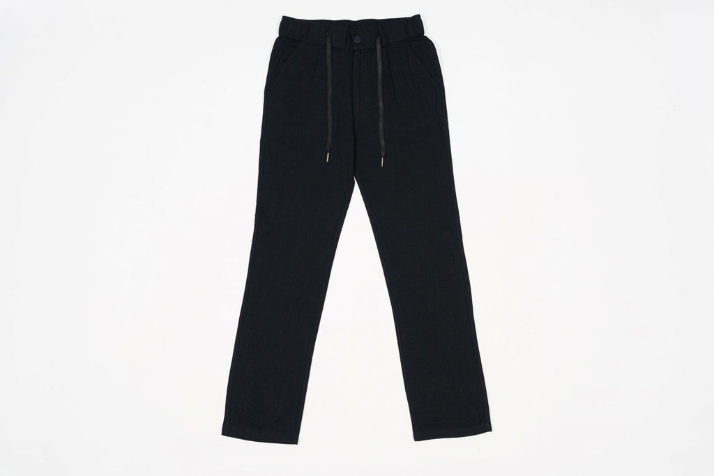 T&3s TAKO MAKO Linen Drawstring Pants - Black