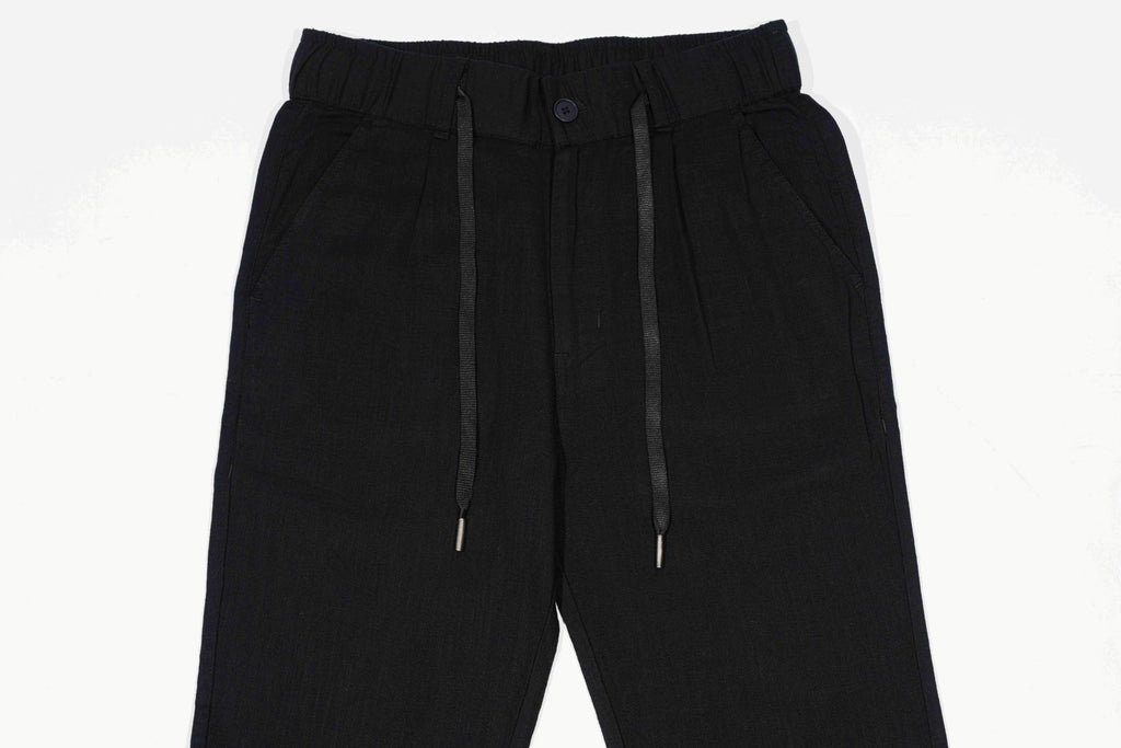 T&3s TAKO MAKO Linen Drawstring Pants - Black